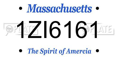 1ZI6161 Massachusetts License Plate