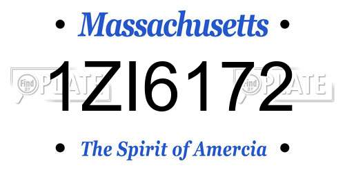 1ZI6172 Massachusetts License Plate
