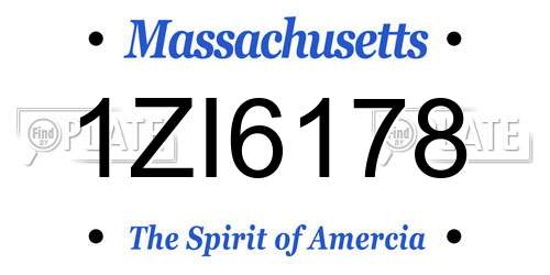 1ZI6178 Massachusetts License Plate