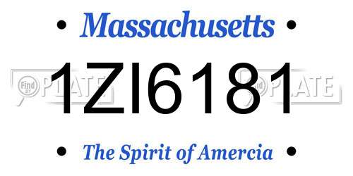 1ZI6181 Massachusetts License Plate