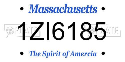 1ZI6185 Massachusetts License Plate