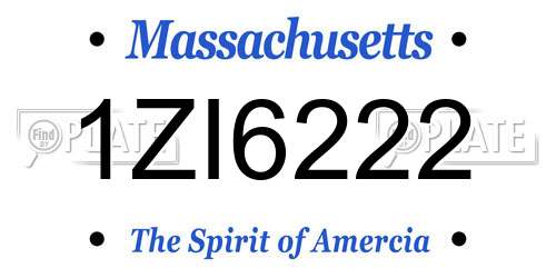 1ZI6222 Massachusetts License Plate