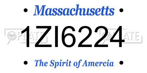 1ZI6224 Massachusetts License Plate