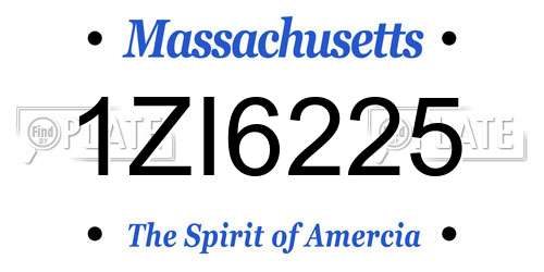 1ZI6225 Massachusetts License Plate