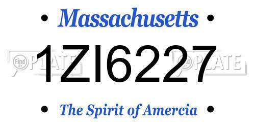 1ZI6227 Massachusetts License Plate