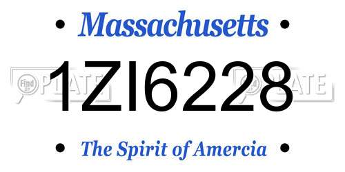 1ZI6228 Massachusetts License Plate