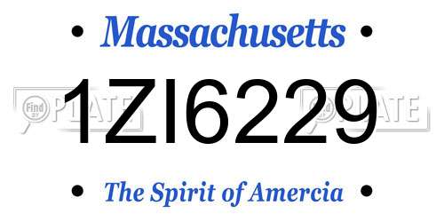 1ZI6229 Massachusetts License Plate