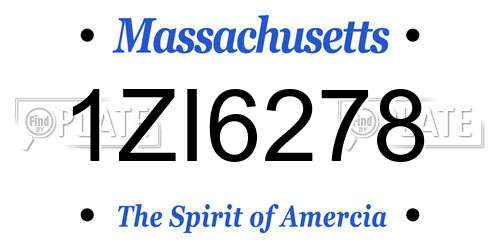1ZI6278 Massachusetts License Plate