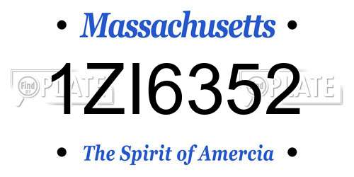 1ZI6352 Massachusetts License Plate