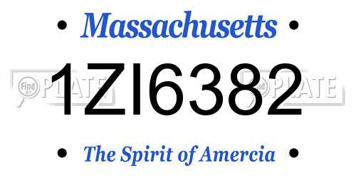 1ZI6382 Massachusetts License Plate