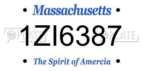 1ZI6387 Massachusetts License Plate