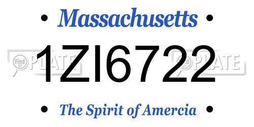 1ZI6722 Massachusetts License Plate