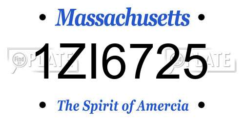 1ZI6725 Massachusetts License Plate