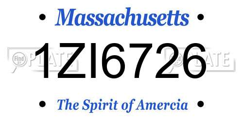 1ZI6726 Massachusetts License Plate