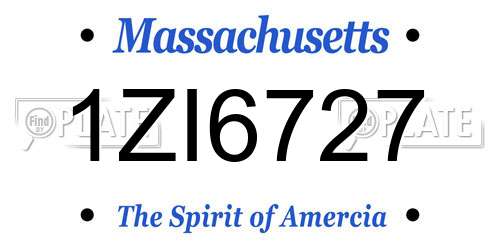 1ZI6727 Massachusetts License Plate
