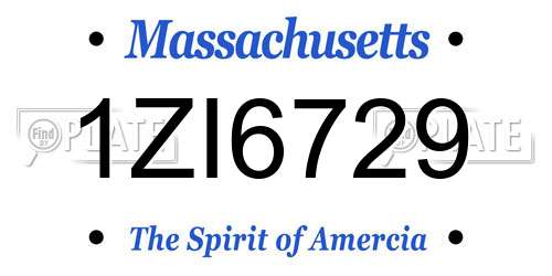 1ZI6729 Massachusetts License Plate