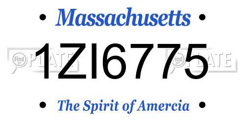 1ZI6775 Massachusetts License Plate