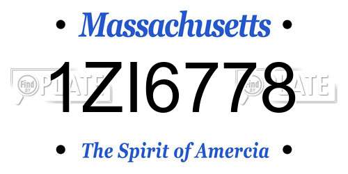1ZI6778 Massachusetts License Plate