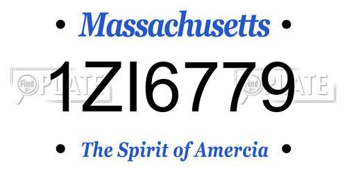 1ZI6779 Massachusetts License Plate