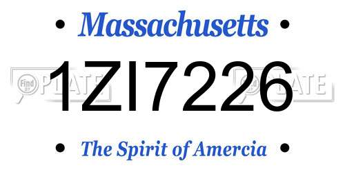 1ZI7226 Massachusetts License Plate