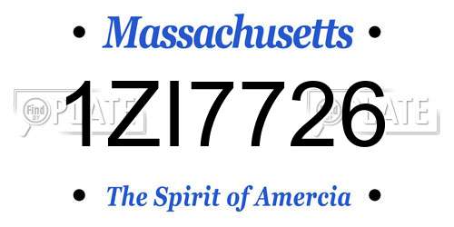 1ZI7726 Massachusetts License Plate