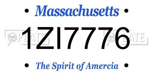 1ZI7776 Massachusetts License Plate