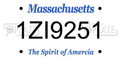 1ZI9251 Massachusetts License Plate