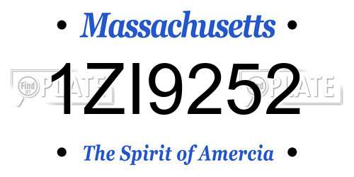 1ZI9252 Massachusetts License Plate