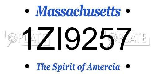 1ZI9257 Massachusetts License Plate