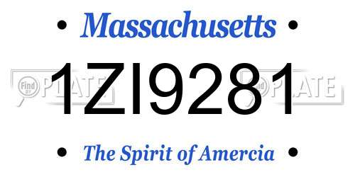 1ZI9281 Massachusetts License Plate