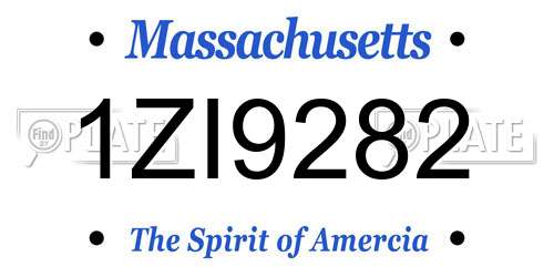 1ZI9282 Massachusetts License Plate