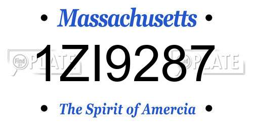 1ZI9287 Massachusetts License Plate