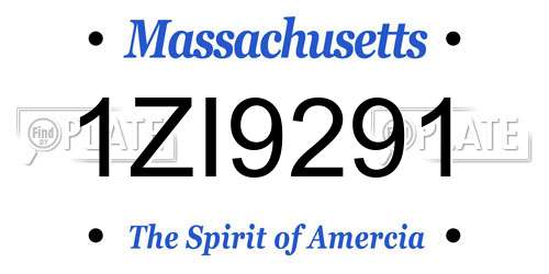 1ZI9291 Massachusetts License Plate