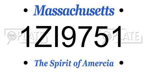 1ZI9751 Massachusetts License Plate