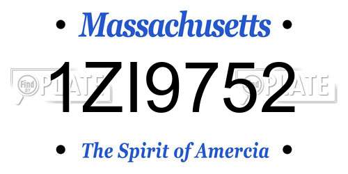 1ZI9752 Massachusetts License Plate