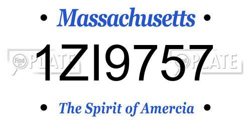 1ZI9757 Massachusetts License Plate