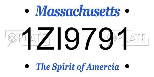 1ZI9791 Massachusetts License Plate