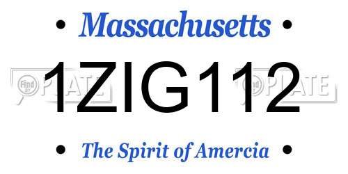 1ZIG112 Massachusetts License Plate
