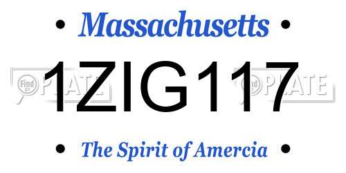 1ZIG117 Massachusetts License Plate