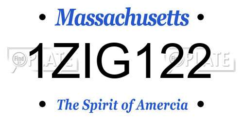 1ZIG122 Massachusetts License Plate