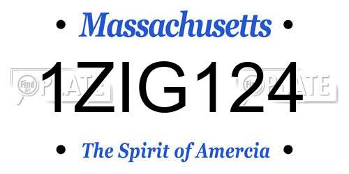 1ZIG124 Massachusetts License Plate