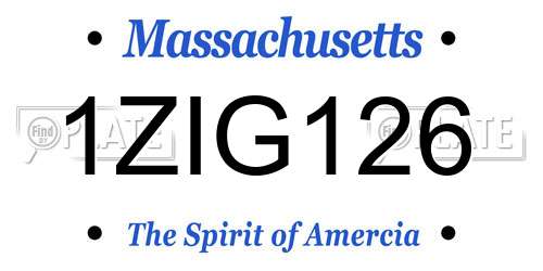 1ZIG126 Massachusetts License Plate
