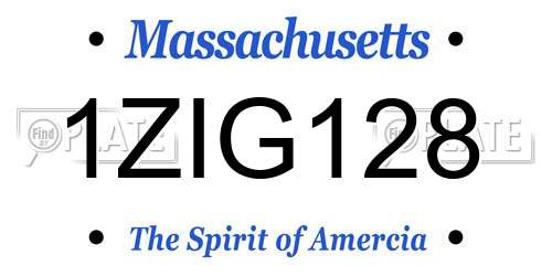 1ZIG128 Massachusetts License Plate