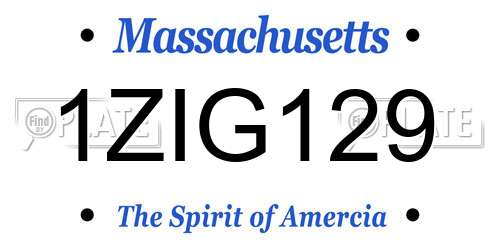 1ZIG129 Massachusetts License Plate