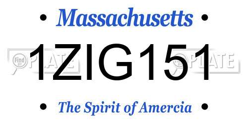 1ZIG151 Massachusetts License Plate