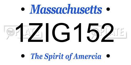 1ZIG152 Massachusetts License Plate