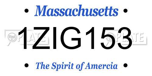 1ZIG153 Massachusetts License Plate