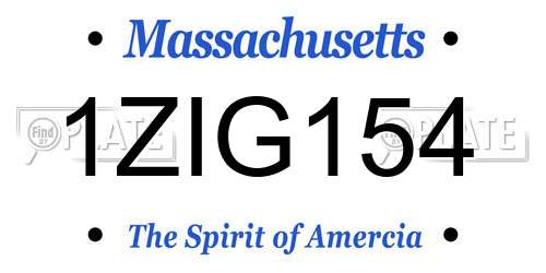 1ZIG154 Massachusetts License Plate