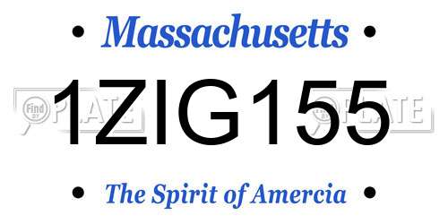 1ZIG155 Massachusetts License Plate