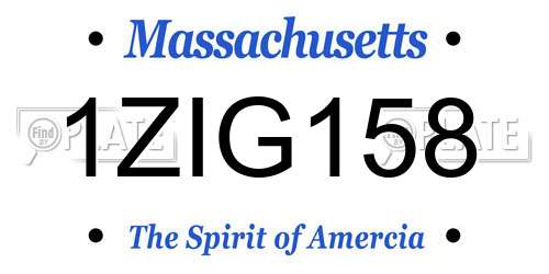 1ZIG158 Massachusetts License Plate